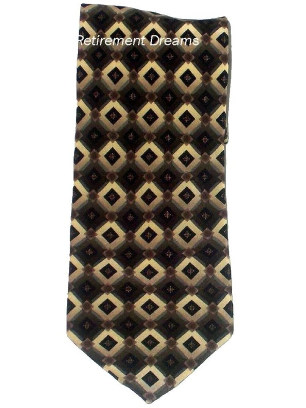 Giorgio Brutini Silk Tie With Geometric Diamond Pattern In Brown & Gold